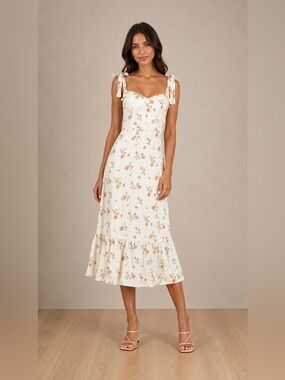 REFORMATION Nikita Floral Dress in Noemi Ivory B384